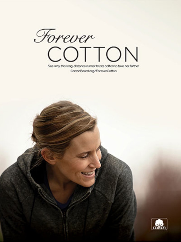Forever Cotton ad showing woman in cotton jacket