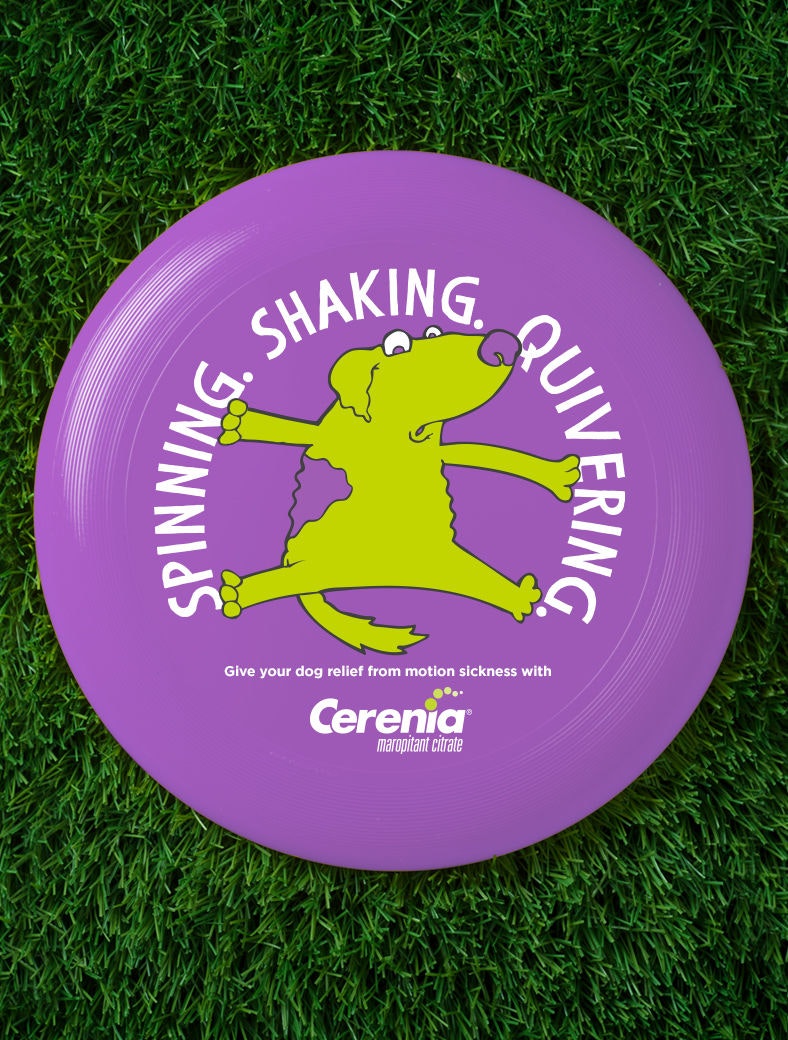 Purple frisbee with Cerenia logo, Ralph