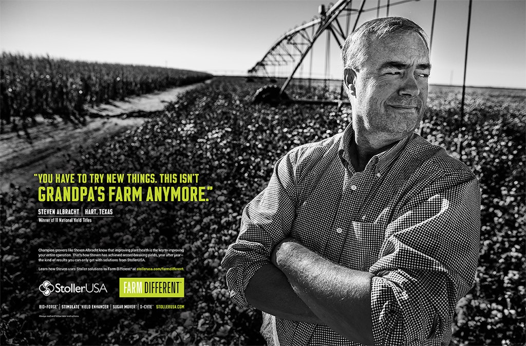 Stoller Print Ad Spread featuring farmer Steve Albracht