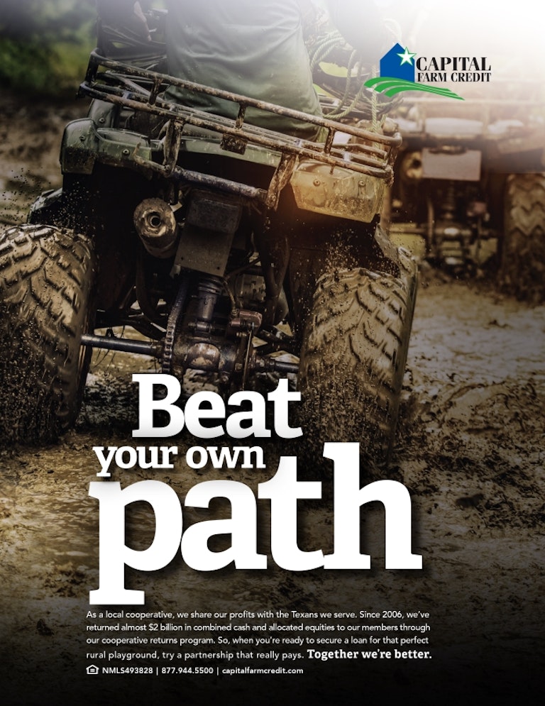 Print ad with ATVs riding in the mud