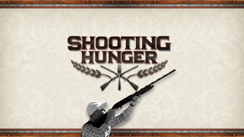 Shooting Hunger logo with skeet shooter portrait